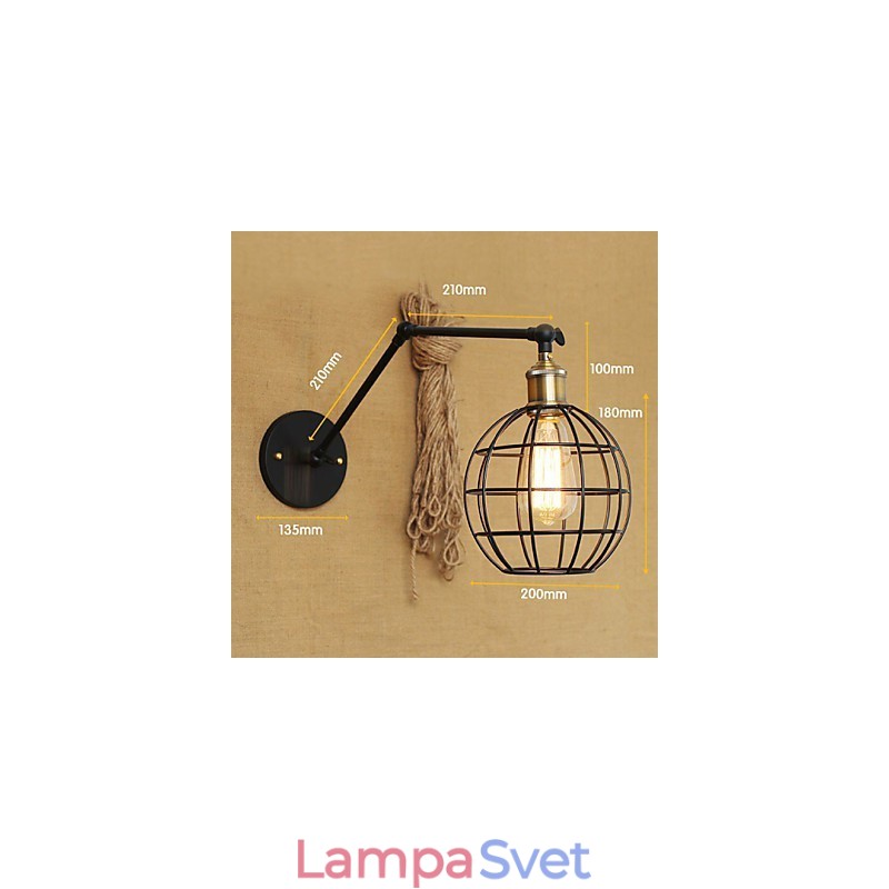 Nástenné svietniky Swing Lights Nástenné svietidlá na čítanie Mini štýl Rustic Lodge Metal