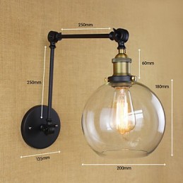 Dlhé rameno sklenenej steny Železná Priemyselná Kreatívna Teleskopická Spálňa Retro Nostalgická reštaurácia Skladacia ulička