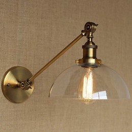 Nástenná retro kreatívna americká vidiecka spálňová lampa v štýle Iron Glass Bronz Moss Arm