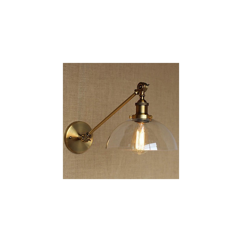 Nástenná retro kreatívna americká vidiecka spálňová lampa v štýle Iron Glass Bronz Moss Arm