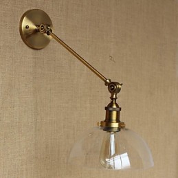Nástenná retro kreatívna americká vidiecka spálňová lampa v štýle Iron Glass Bronz Moss Arm