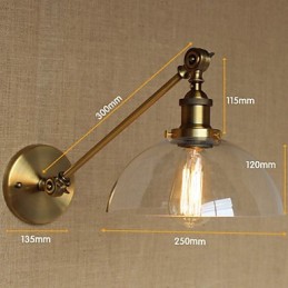 Nástenná retro kreatívna americká vidiecka spálňová lampa v štýle Iron Glass Bronz Moss Arm