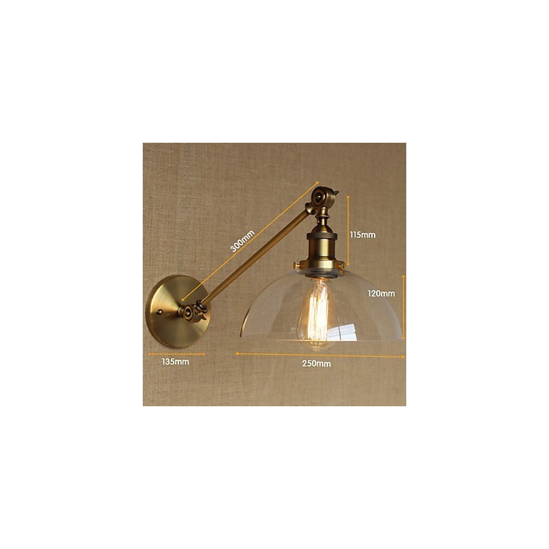 Nástenná retro kreatívna americká vidiecka spálňová lampa v štýle Iron Glass Bronz Moss Arm