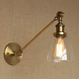 Nástenná retro kreatívna americká vidiecka spálňová lampa v štýle Iron Glass Bronz Moss Arm