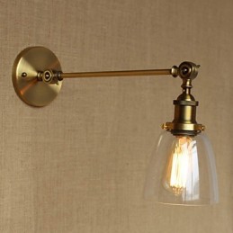 Nástenná retro kreatívna americká vidiecka spálňová lampa v štýle Iron Glass Bronz Moss Arm