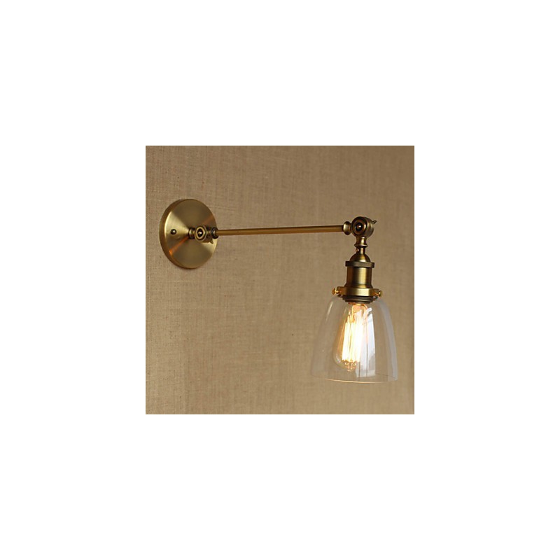 Nástenná retro kreatívna americká vidiecka spálňová lampa v štýle Iron Glass Bronz Moss Arm