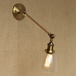 Nástenná retro kreatívna americká vidiecka spálňová lampa v štýle Iron Glass Bronz Moss Arm