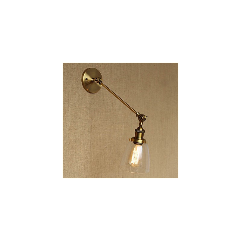 Nástenná retro kreatívna americká vidiecka spálňová lampa v štýle Iron Glass Bronz Moss Arm