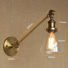 Nástenná retro kreatívna americká vidiecka spálňová lampa v štýle Iron Glass Bronz Moss Arm