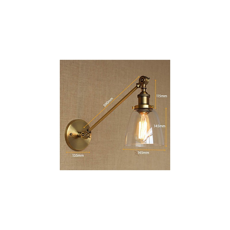 Nástenná retro kreatívna americká vidiecka spálňová lampa v štýle Iron Glass Bronz Moss Arm