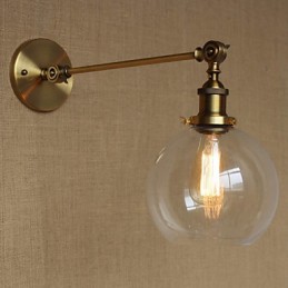 Nástenná retro kreatívna americká vidiecka spálňová lampa v štýle Iron Glass Bronz Moss Arm