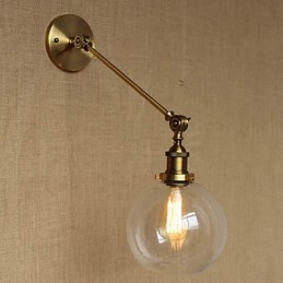 Nástenná retro kreatívna americká vidiecka spálňová lampa v štýle Iron Glass Bronz Moss Arm