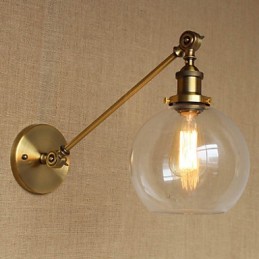 Nástenná retro kreatívna americká vidiecka spálňová lampa v štýle Iron Glass Bronz Moss Arm