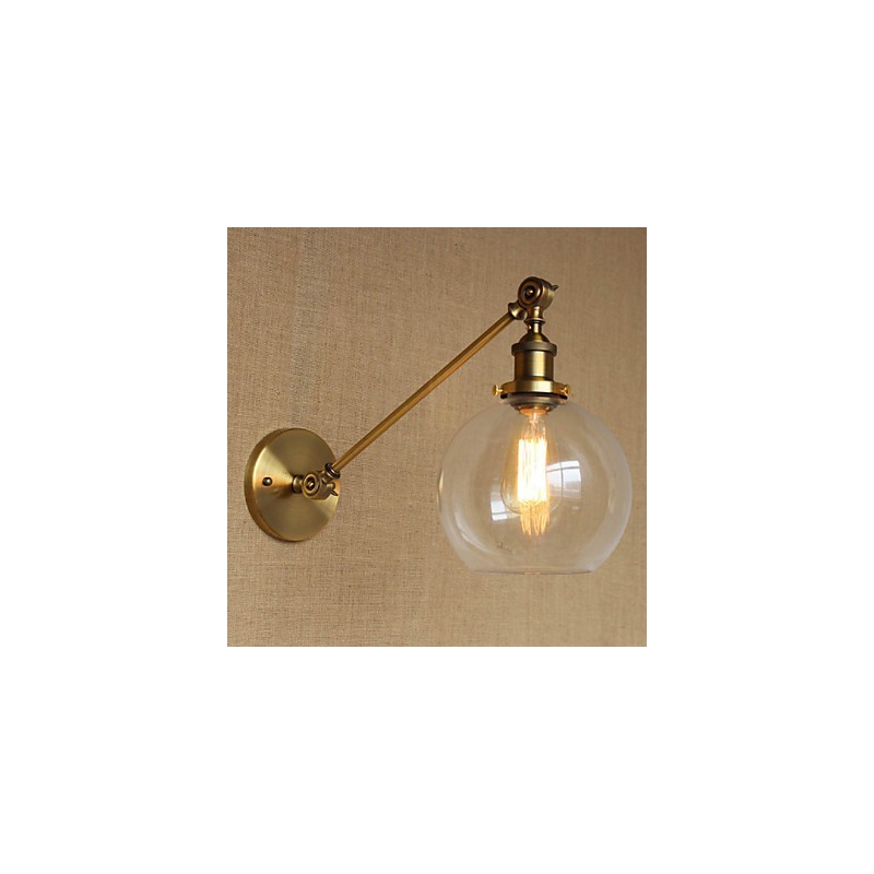 Nástenná retro kreatívna americká vidiecka spálňová lampa v štýle Iron Glass Bronz Moss Arm