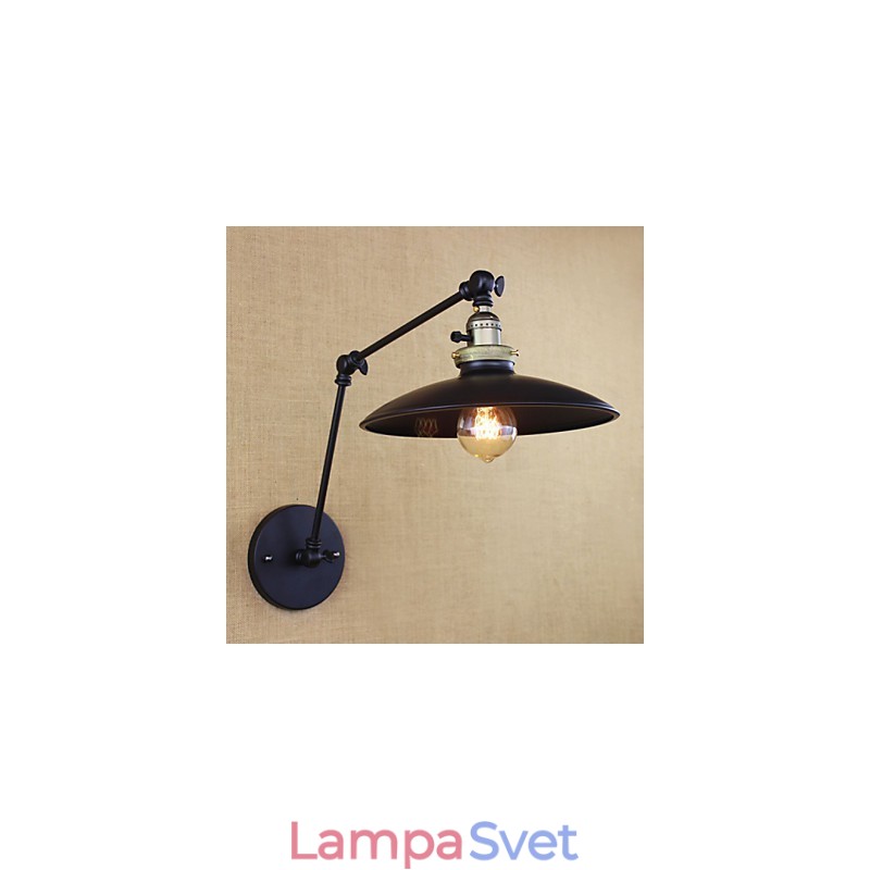 Americká minimalistická industriálna nástenná lampa s dlhým ramenom a vypínačom