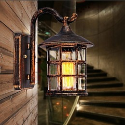 Starožitná rustikálna žehlička Vodotesná vonkajšia nástenná lampa Vintage lampáš Svetlo hrdzavá matná čierna Chodba Nástenné nástenné svietidlo do chodby