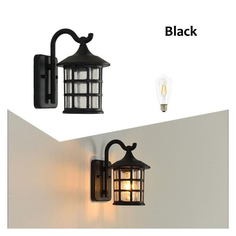 Starožitná rustikálna žehlička Vodotesná vonkajšia nástenná lampa Vintage lampáš Svetlo hrdzavá matná čierna Chodba Nástenné nástenné svietidlo do chodby