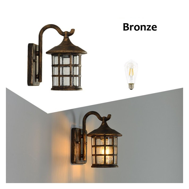 Starožitná rustikálna žehlička Vodotesná vonkajšia nástenná lampa Vintage lampáš Svetlo hrdzavá matná čierna Chodba Nástenné nástenné svietidlo do chodby
