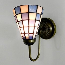 15CM súčasná a zmluvná vitrážová lampa nástenná lampa Inn Blue And White Squares Lights