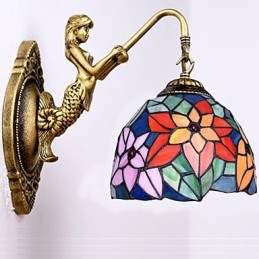 Európska zmluvná vidiecka kreatívna kovaná nástenná lampa Sklenené svetlá