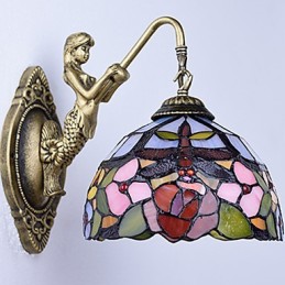 Európska zmluvná vidiecka kreatívna kovaná nástenná lampa Sklenené svetlá