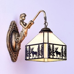 Vianočný jeleň Európska zmluvná vidiecka kreatívna kovaná nástenná lampa Sklenené svetlá