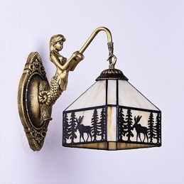 Vianočný jeleň Európska zmluvná vidiecka kreatívna kovaná nástenná lampa Sklenené svetlá