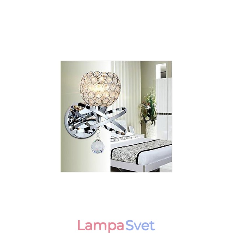 Jednohlavá krištáľová nástenná lampa