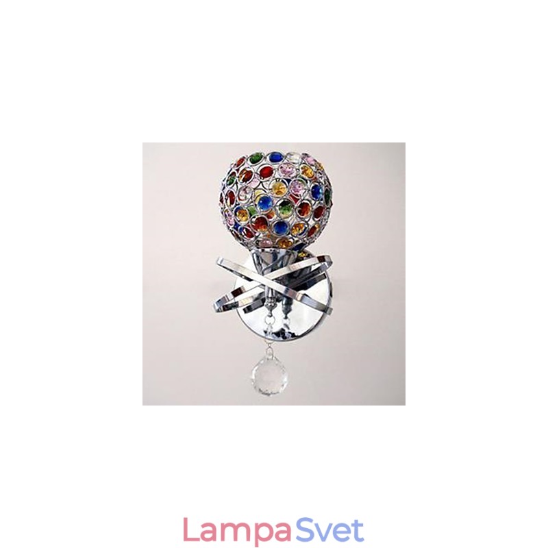 Jednohlavá krištáľová nástenná lampa