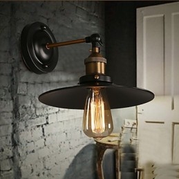 Jednohlavé nástenné svietidlo Creative Nordic Light s čiernym dáždnikom, ktoré obnovuje starodávne svetlo
