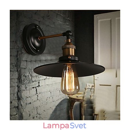 Jednohlavé nástenné svietidlo Creative Nordic Light s čiernym dáždnikom, ktoré obnovuje starodávne svetlo