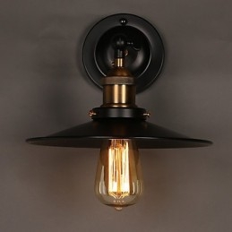 Jednohlavé nástenné svietidlo Creative Nordic Light s čiernym dáždnikom, ktoré obnovuje starodávne svetlo