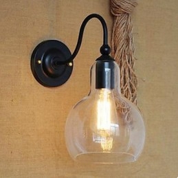 Moderná reštaurácia ozdoba nástenná lampa z tepaného železa sklo