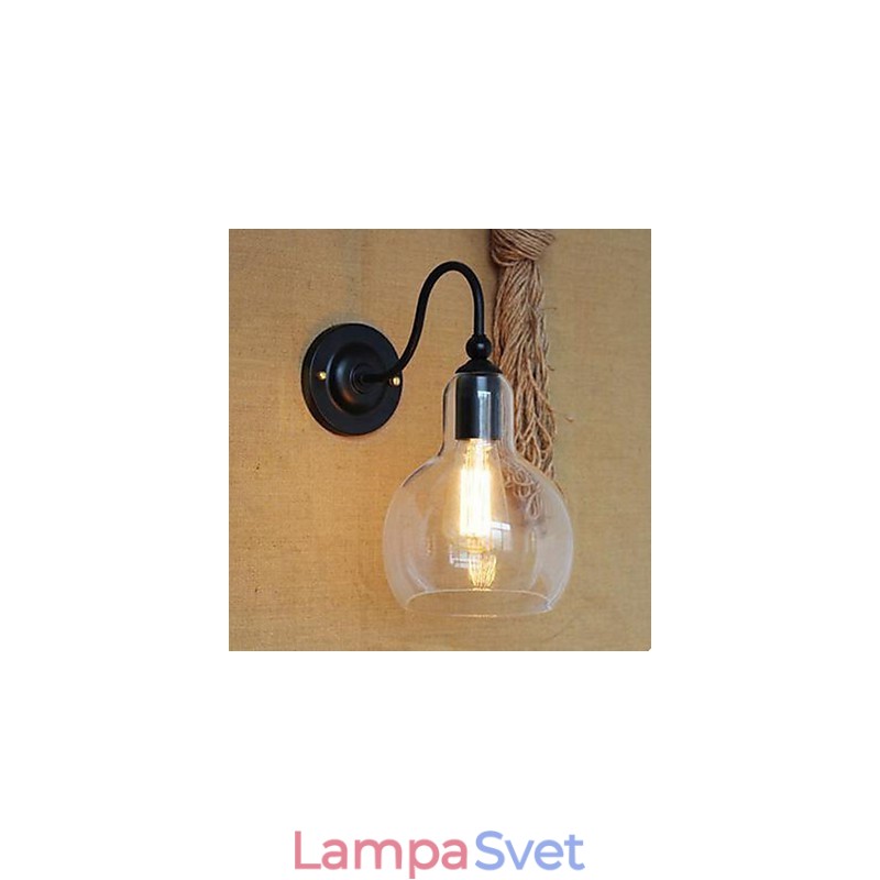 Moderná reštaurácia ozdoba nástenná lampa z tepaného železa sklo
