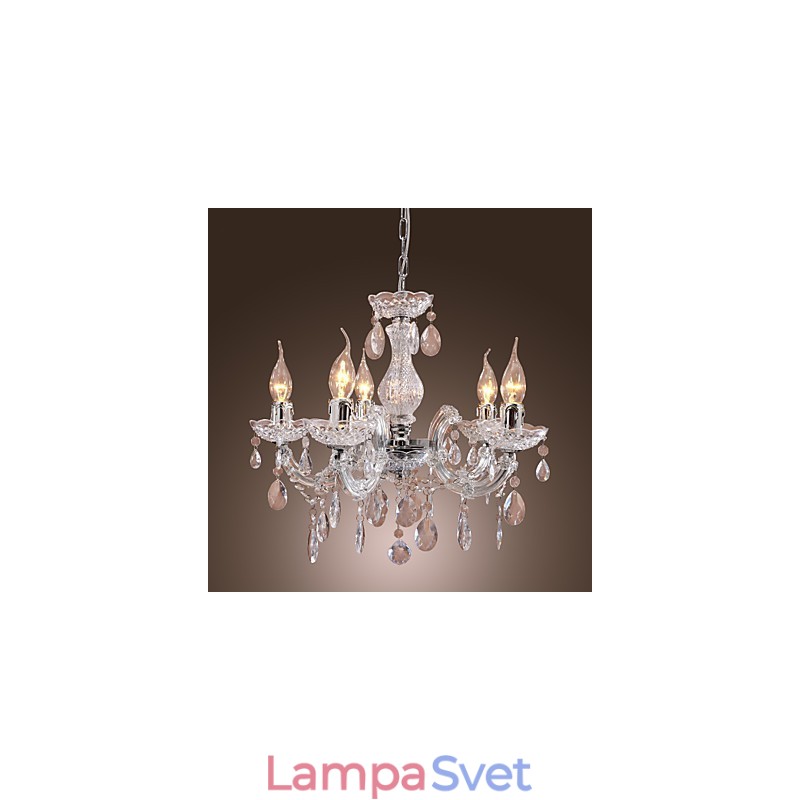 Upligh chrómová stropná lampa Svietidlo na sviečku Akrylové svietidlo Lustrový prívesok