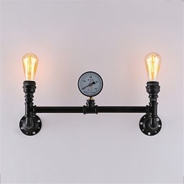 2 hlavy Vintage Industrial Pipe Nástenné svetlá Čierne kreatívne svetlá Reštaurácia Kaviareň Bar Dekoračné osvetlenie