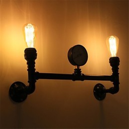 2 hlavy Vintage Industrial Pipe Nástenné svetlá Čierne kreatívne svetlá Reštaurácia Kaviareň Bar Dekoračné osvetlenie