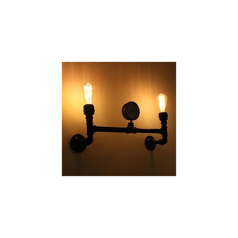 2 hlavy Vintage Industrial Pipe Nástenné svetlá Čierne kreatívne svetlá Reštaurácia Kaviareň Bar Dekoračné osvetlenie