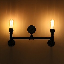 2 hlavy Vintage Industrial Pipe Nástenné svetlá Čierne kreatívne svetlá Reštaurácia Kaviareň Bar Dekoračné osvetlenie