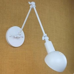 Biela dvojitá festivalová nástenná lampa z tepaného železa s dlhým ramenom