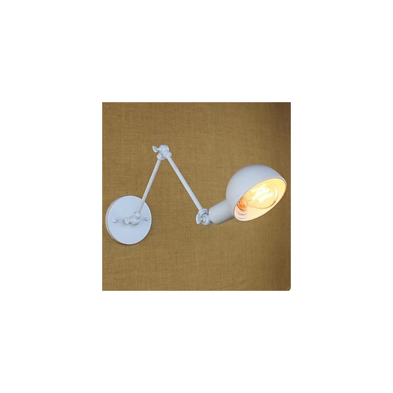 Biela dvojitá festivalová nástenná lampa z tepaného železa s dlhým ramenom