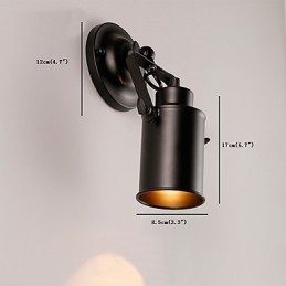 Vintage Black Metal Loft Sconce Obývacia izba Jedáleň Predsieň Kaviareň Bary Barové nástenné svietidlo