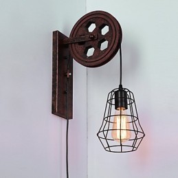 Priemyselná retro železná nástenná lampa Creative Personality Lift Kladka