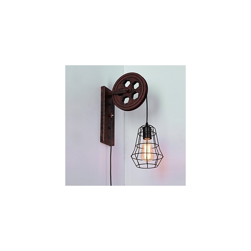 Priemyselná retro železná nástenná lampa Creative Personality Lift Kladka