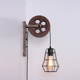 Priemyselná retro železná nástenná lampa Creative Personality Lift Kladka