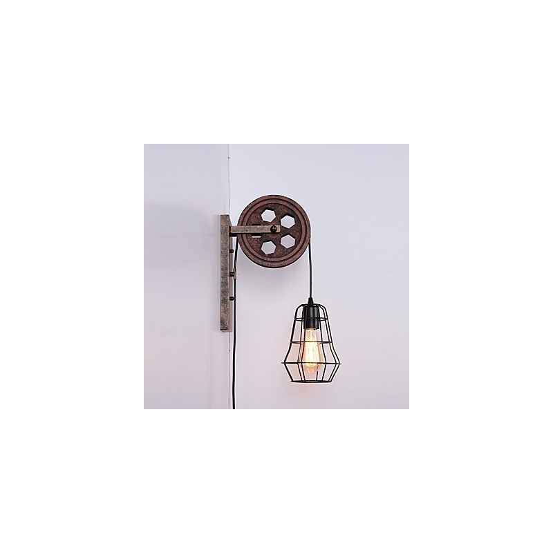 Priemyselná retro železná nástenná lampa Creative Personality Lift Kladka