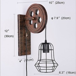Priemyselná retro železná nástenná lampa Creative Personality Lift Kladka