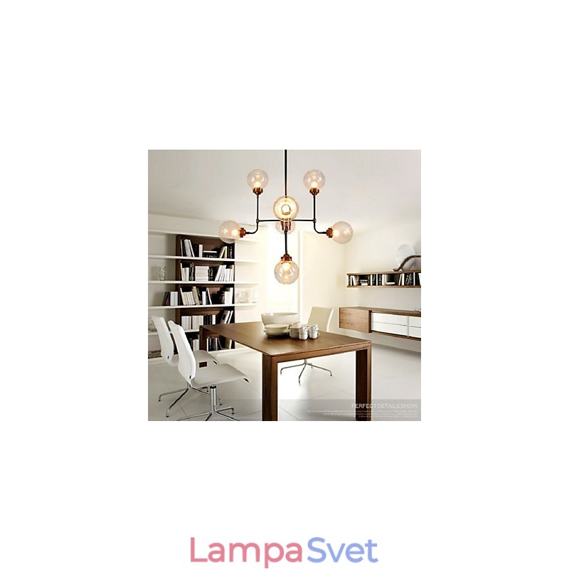 Moderný kreatívny kovaný luster obnovujúci staré spôsoby sklenená guľa molekulárna magická fazuľa Droplight