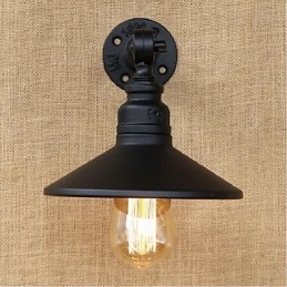 Nástenná lampa z vodnej fajky v industriálnom štýle, čierna