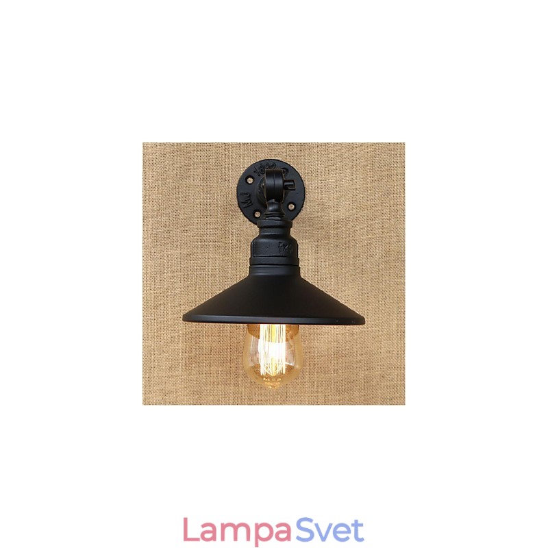 Nástenná lampa z vodnej fajky v industriálnom štýle, čierna